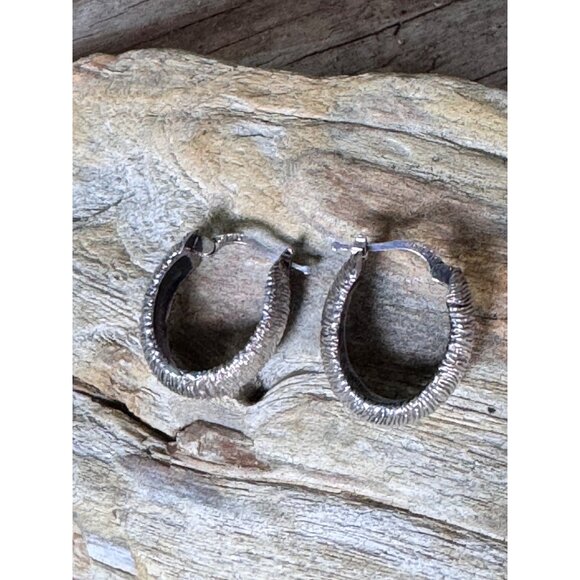 Vintage Wire Wrapped Sterling Silver Choker Necklace Hoop Earrings Set - Picture 6 of 9